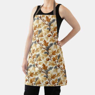 Elegant Oak Leaf & Pinecone Fall Pattern Apron