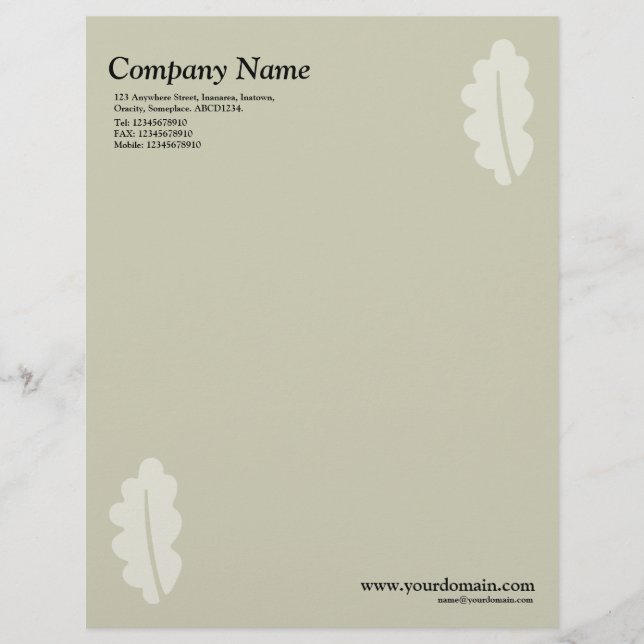 Elegant Oak Leaf - Warm Beige Letterhead Template (Front)