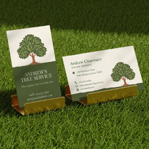 Elegant Oak Tree Lawn Care Landscaping Arborists  Business Card