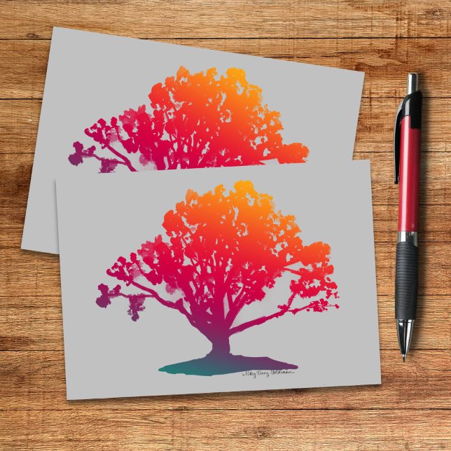 Elegant Oak Tree of Life Magenta Teal Silver Card (Creator Uploaded)