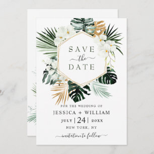 Elegant Oasis Orchid Bohemian Greenery Wedding  Save The Date