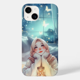 "Elegant Oasis" - Whimsical Watercolor Hijab Woman Case-Mate iPhone 14 Case