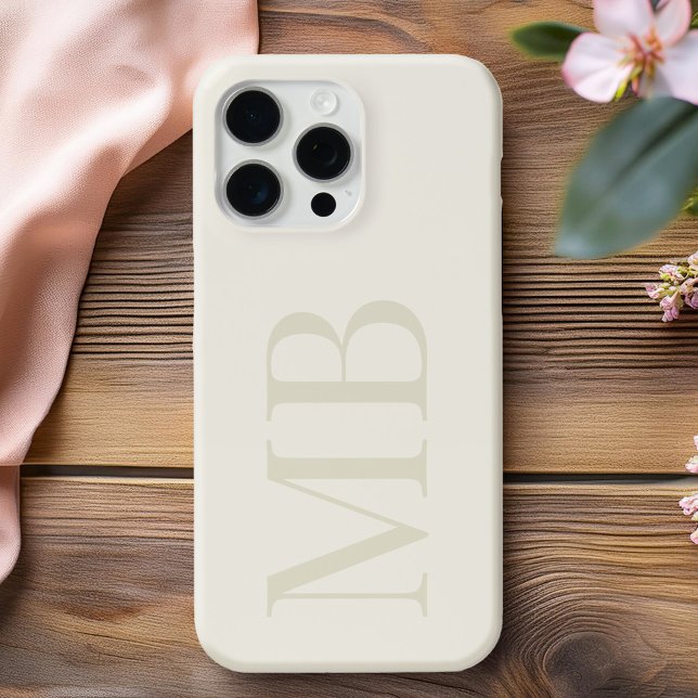 Elegant Oatmeal Minimalist Initial Monogram Case-Mate iPhone Case (Creator Uploaded)