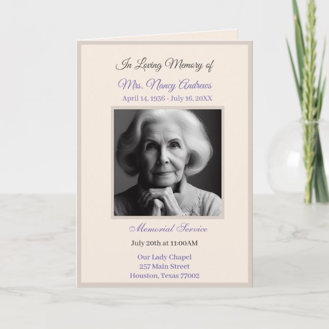 Elegant Obituary Bereavement Service Programs (Front)
