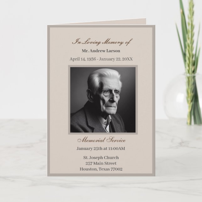 Elegant Obituary Bereavement Service Programs (Front)