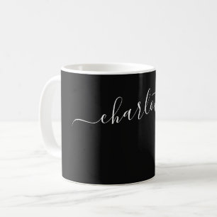 Elegant Obsidian Colour Modern Name Personalised Coffee Mug