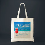 Elegant Ocean Beach Wedding Drink Welcome Favour Tote Bag<br><div class="desc">Elegant floral ocean beach summer wedding favour design. The text can be changed using right the "Details" menu. To fit everything to your needs please click the "Customise" button and you can text style and colour change. Other colours are available. Please contact me if you need help or matching items....</div>