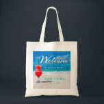 Elegant Ocean Beach Wedding Drink Welcome Favour Tote Bag<br><div class="desc">Elegant floral ocean beach summer wedding favour design. The text can be changed using right the "Details" menu. To fit everything to your needs please click the "Customise" button and you can text style and colour change. Other colours are available. Please contact me if you need help or matching items....</div>