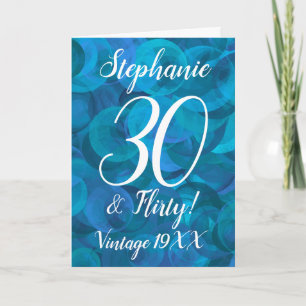 Elegant Ocean Blue 30 and Flirty Birthday Card