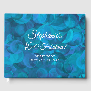 Elegant Ocean Blue 40 and Fabulous Birthday Party Guest Book