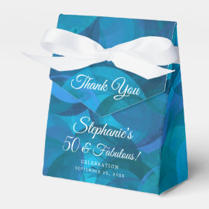 Elegant Ocean Blue 50 and Fabulous Birthday Party Favour Box