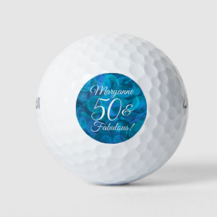 Elegant Ocean Blue 50 & Fabulous Birthday Party Golf Balls