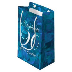 Elegant Ocean Blue 90 and Nonstop Birthday Party Small Gift Bag