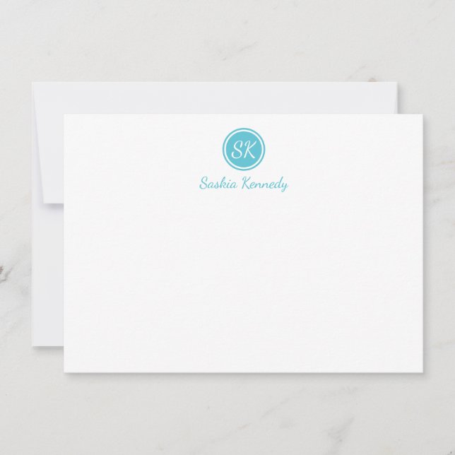 Elegant Ocean Blue Script Monogram Professional Card (Front)