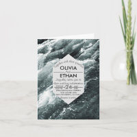 Elegant ocean blue waves Folded Wedding Invitation