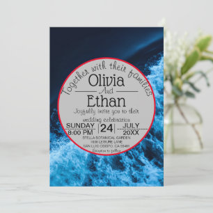 Elegant ocean blue waves Wedding Invitation