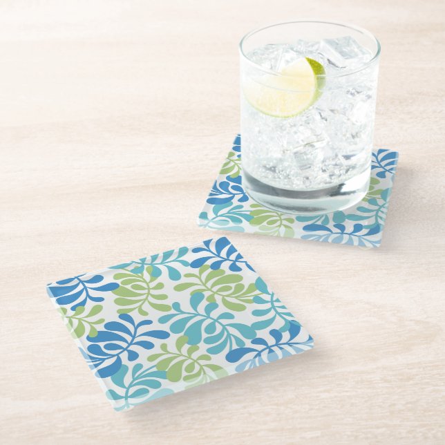 Elegant Ocean Breeze Abstract Leaves Coaster (Angled)