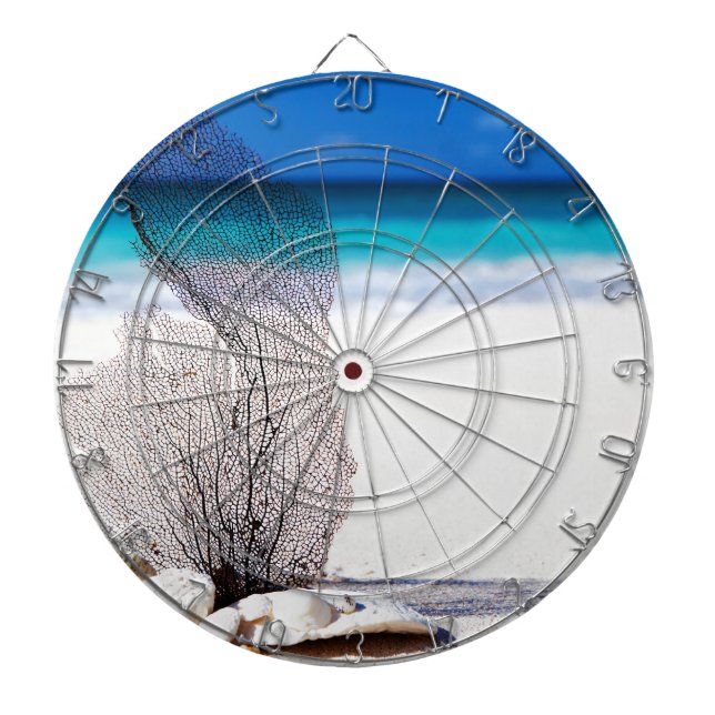 Elegant Ocean Coastal Shells Beach Dartboard (Front)
