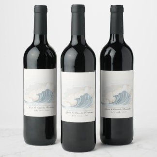 Elegant Ocean-Inspired Reception Wine Label