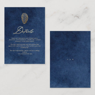 Elegant Ocean Navy Blue Wedding Details  Enclosure Card