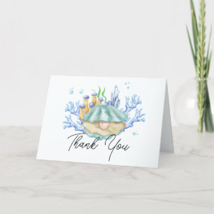 Elegant Ocean Pearl Under The Sea Baby Shower  Thank You Card