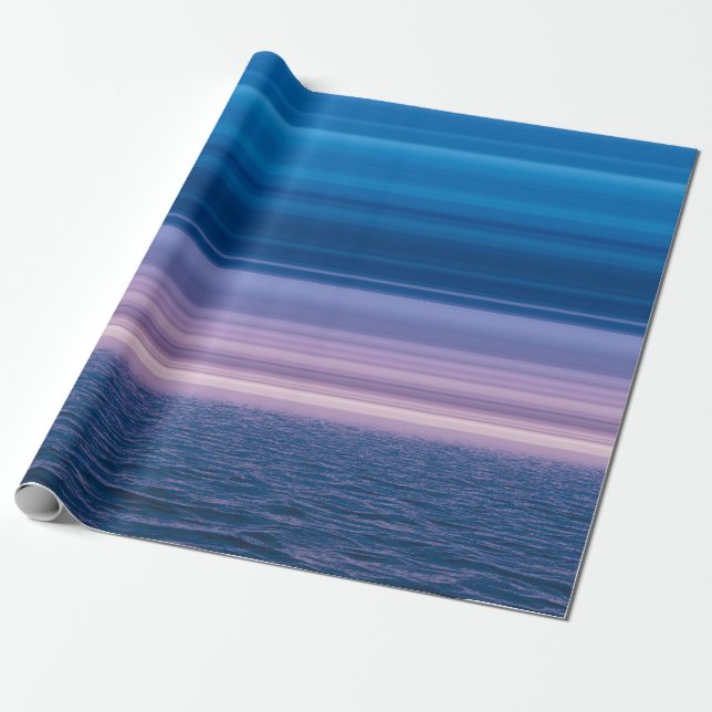 Elegant Ocean Sea Water Purple Horizon Blue Sky Wrapping Paper (Unrolled)