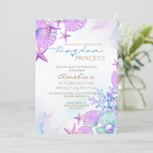 Elegant Ocean shells Beach 1st Birthday Invitation