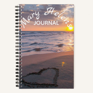 Elegant Ocean Sunset Name Journal Spiral Notebook