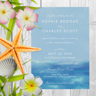 Elegant Ocean Watercolor Wedding Invitation
