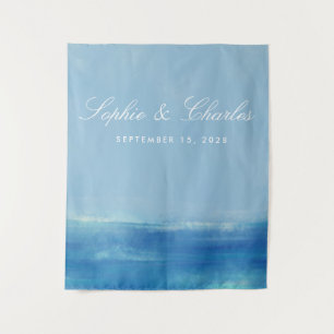 Elegant Ocean Watercolor Wedding Tapestry