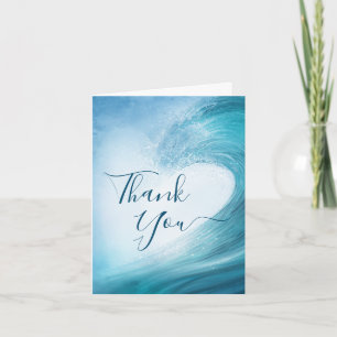 Elegant Ocean Wave Beach Wedding Photo Thank You Card