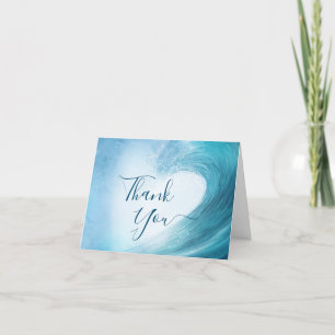 Elegant Ocean Wave Photo Beach Wedding Thank You Card