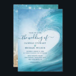 Elegant Ocean Wave Tropical Beach Wedding Invitation<br><div class="desc">Create your own unique ocean wave beach wedding invitations that you can personalised for your big day. The rustic watercolor artwork illustrated by Raphaela Wilson depicts a tropical blend of teal blue, vintage white and glitter gold seaside surf colours. A large beautiful tidal water wave curling to form a heart...</div>