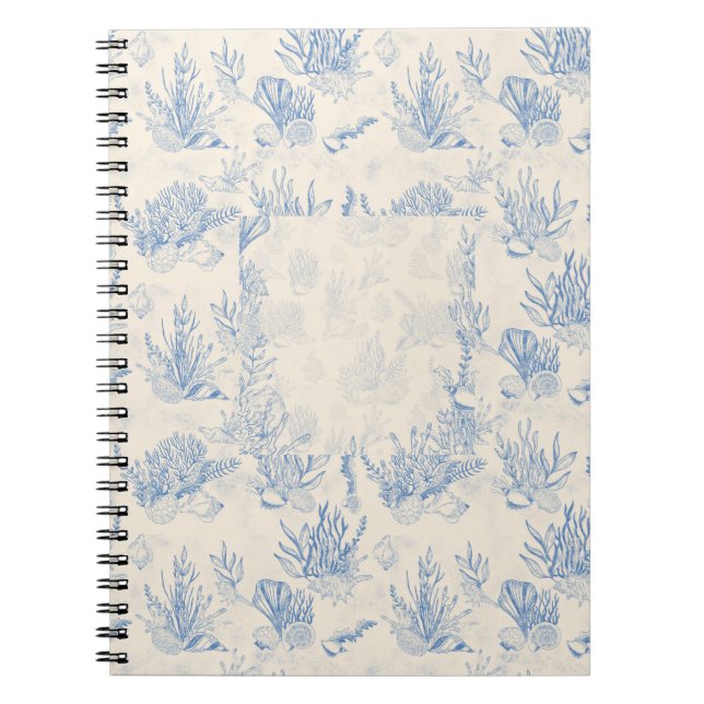 Elegant oceane blue toile notebook (Front)