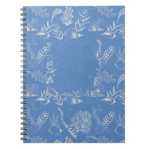 Elegant oceane blue toile notebook