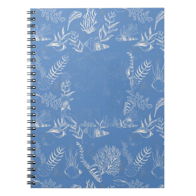 Elegant oceane blue toile notebook (Front)