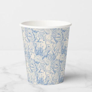 Elegant oceane blue toile paper cups