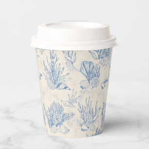 Elegant oceane blue toile paper cups