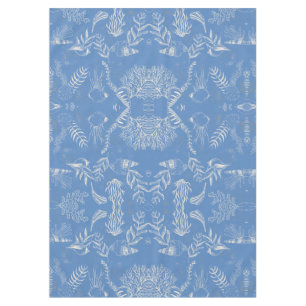 Elegant oceane blue toile tablecloth