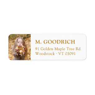 Elegant Ochre Fall Photo Return Address Label