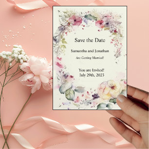 Elegant of Ring Flowers Water Colour Save the Date Invitation