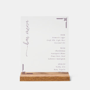Elegant Off-White Bar Menu Acrylic Sign