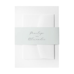 Elegant Off-White Cursive Names Invitation Belly Band