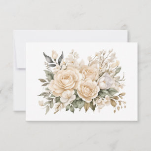 Elegant Off-White Floral Bouquet Flat  Card