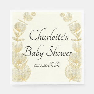 Elegant Off White Gender Neutral Baby Shower Napkin