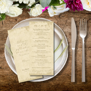 Elegant Off-White Grunge 7-Course Wedding Menu 