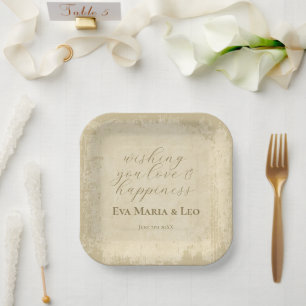 Elegant Off-White Grunge Edge Paper Plate