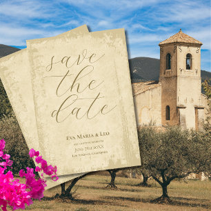 Elegant Off-White Grunge Edge Save the Date