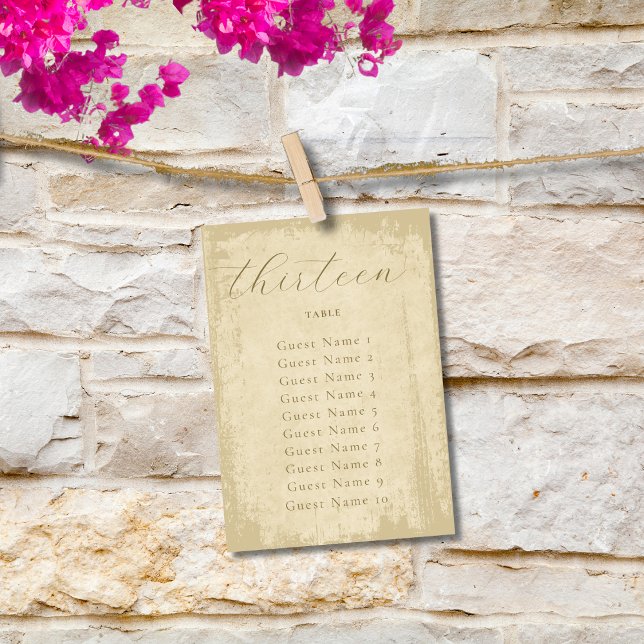 Elegant Off-White Grunge Edge Seating Assignment  Table Number (Creator Uploaded)