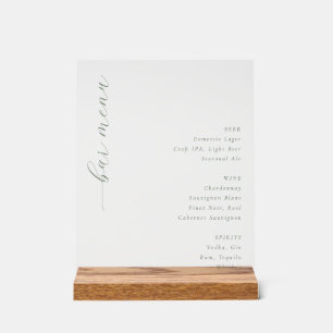Elegant Off-White Minimalist Bar Menu Acrylic Sign